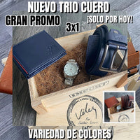 🤩Nuevo combo 100% cuero: billetera, reloj y correa + envío gratis