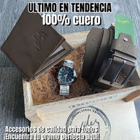 🤩Nuevo combo 100% cuero: billetera, reloj y correa + envío gratis