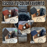 🤩Nuevo combo 100% cuero: billetera, reloj y correa + envío gratis